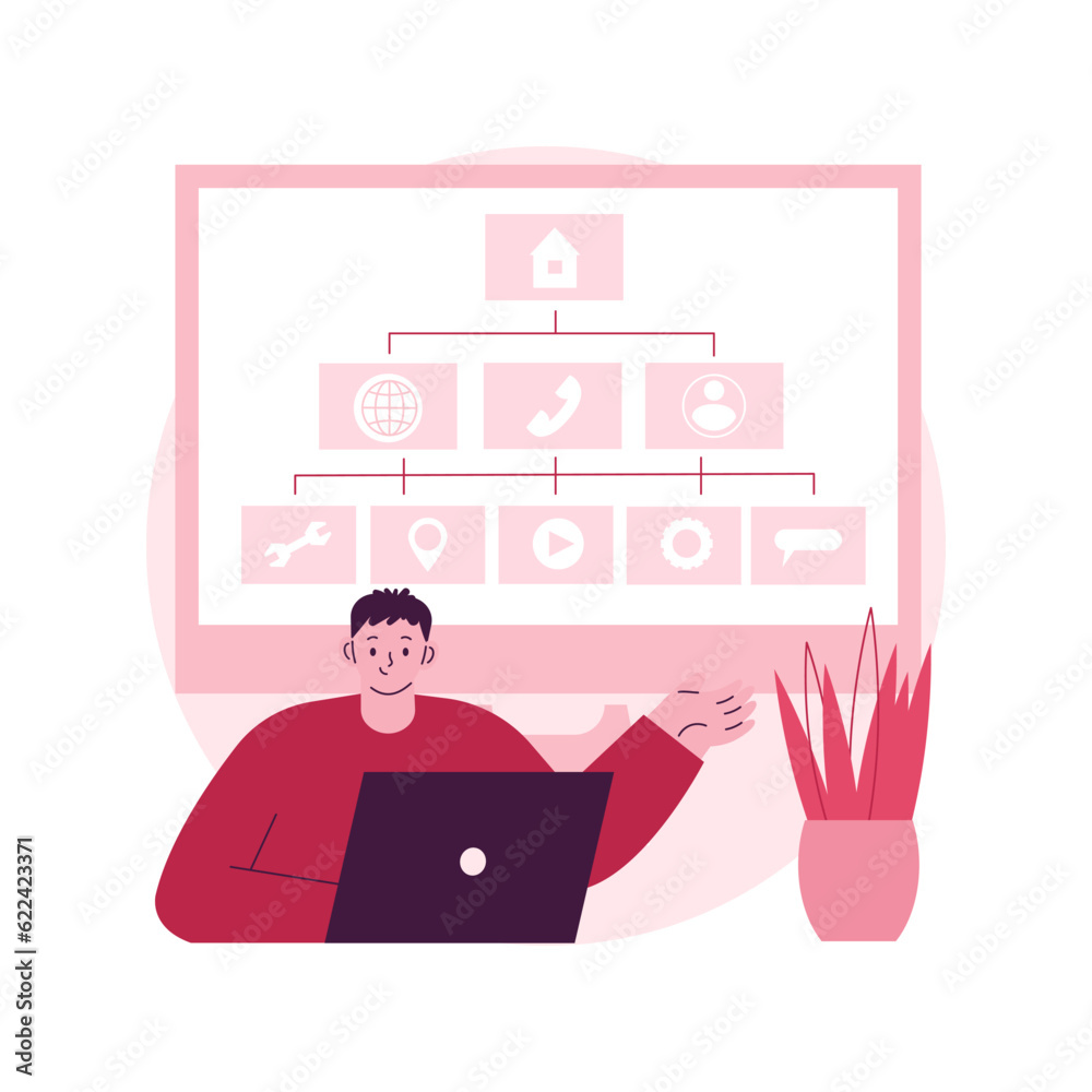 Poster sitemap creation abstract concept vector illustration. web development, website optimization, sitema