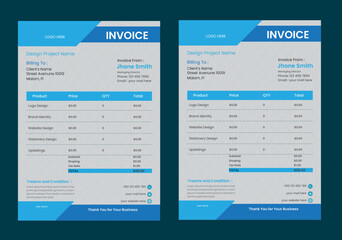 Invoice Layout with Blue Accents