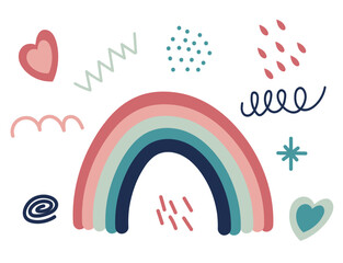 Doodle. A set of abstract elements for patterns, prints, backgrounds and decoration.