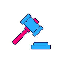 Filled outline Judge gavel icon isolated on white background. Gavel for adjudication of sentences and bills, court, justice. Auction hammer. Vector