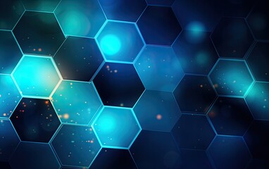 Abstract blue technology hexagonal background. Created with Generative AI technology.