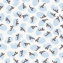 Vector multicolor seamless pattern from blue and brown blots.Free form abstract spots.Design for textile,wrapping paper.