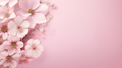 Fototapeta na wymiar Pink flowers on a pink background