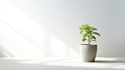  a potted plant sitting on top of a white table.  generative ai