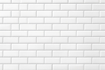White light brick subway tiles ceramic wall texture wide tile background banner panorama, seamless pattern | Generative AI