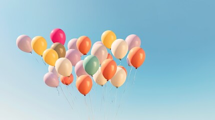  a bunch of balloons floating in the air on a sunny day.  generative ai