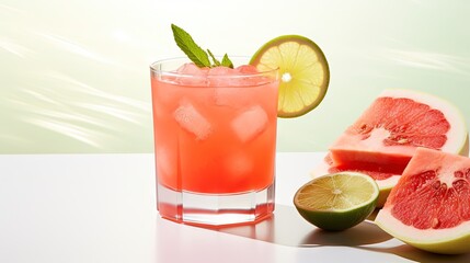  a glass of watermelon and a slice of lime.  generative ai