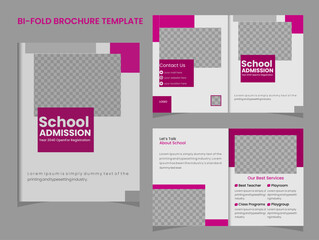 Corporate bi fold school admission brochure design template in a4 format. Premium Vector
