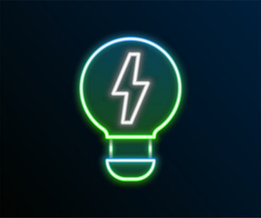 Glowing neon line Creative lamp light idea icon isolated on black background. Concept ideas inspiration, invention, effective thinking, knowledge and education. Colorful outline concept. Vector