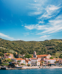 Fototapeta na wymiar Collioure, France. Collioure Hilly Cityscape In Sunny Spring Day.