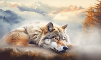 Obraz premium Wild wolfs in nature wilderness. Created with Generative AI technology.