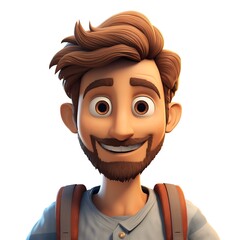 Cartoon tourist, standing on isolated white background. Generative AI