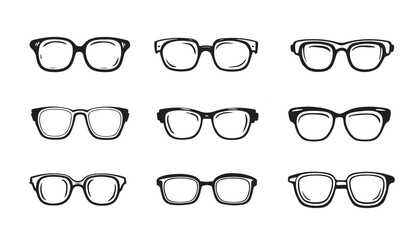 Sunglasses hand drawn illustrations, vector.