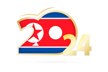 Year 2024 with North Korea Flag pattern.