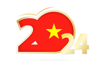 Year 2024 with Vietnam Flag pattern.