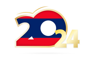 Year 2024 with Laos Flag pattern.