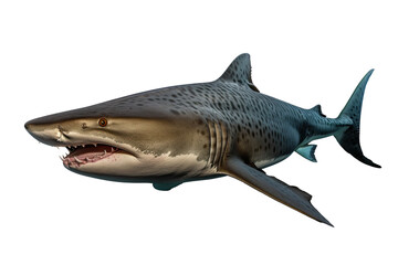  Tiger shark Galeocerdo cuvie, Transparent background. generative AI