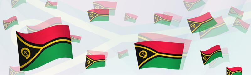Naklejka premium Vanuatu flag-themed abstract design on a banner. Abstract background design with National flags.