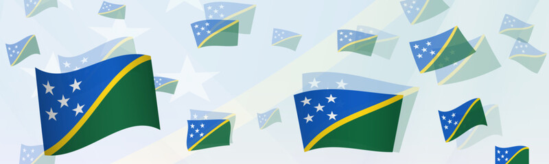 Solomon Islands flag-themed abstract design on a banner. Abstract background design with National flags.