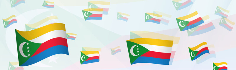 Comoros flag-themed abstract design on a banner. Abstract background design with National flags.