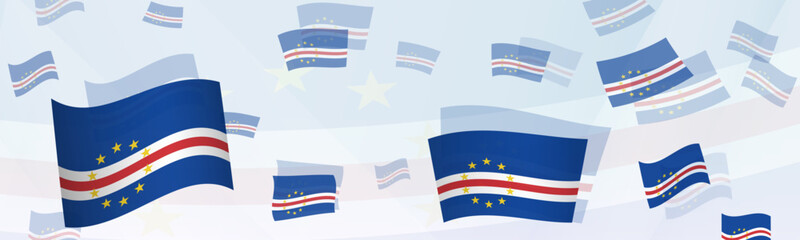 Cape Verde flag-themed abstract design on a banner. Abstract background design with National flags.