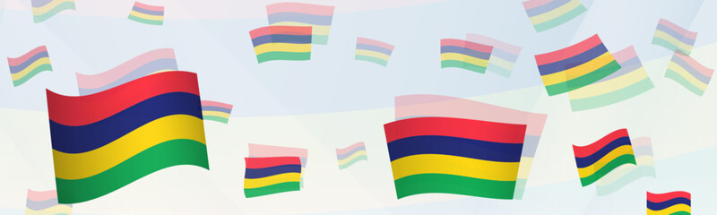 Mauritius flag-themed abstract design on a banner. Abstract background design with National flags.