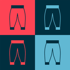 Pop art Pants icon isolated on color background. Trousers sign. Vector