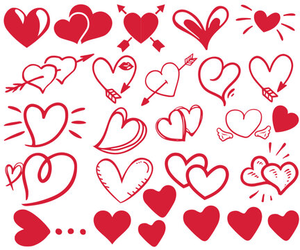 Heart Icons,Collection of heart illustrations, Love symbol icon set, love symbol vector.