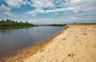 Landscape with Sluch riverbank close to Liukhcha village, Ukraine.