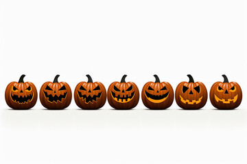 Halloween pumpkins decoration on an white background