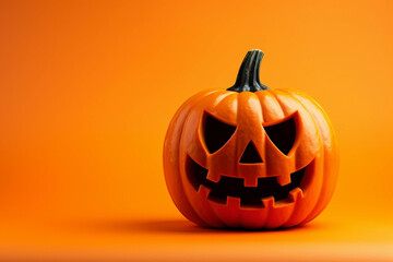 Halloween pumpkin decoration on an orange background