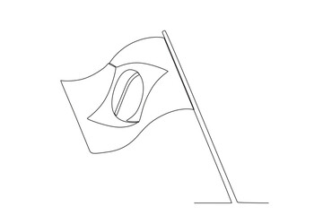 A Brazilian flag flying high. 7 de setembro one-line drawing