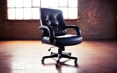 Empty black office boss chair, Generative AI illustrations