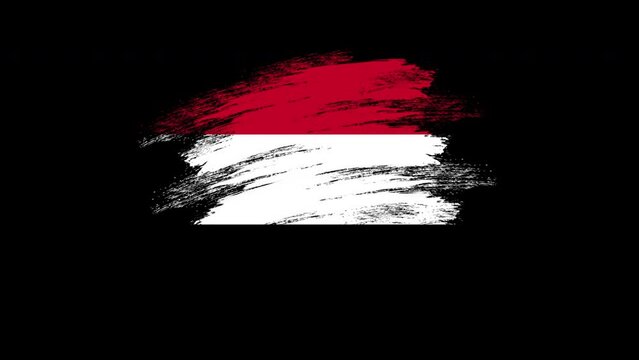 4K Paint Brush Yemen Flag with Alpha Channel. Waving Brushed Yemeni Banner. Transparent Background Texture Fabric Pattern High Detail.
