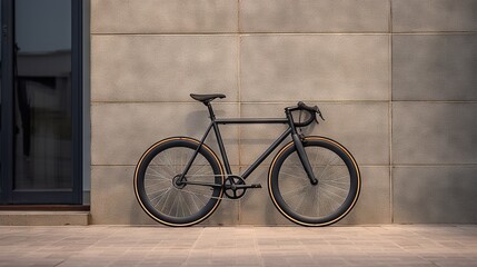 Fototapeta na wymiar a bike leaning against a wall on the side of a building. generative ai