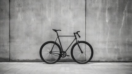 Fototapeta na wymiar a black and white photo of a bike leaning against a wall. generative ai