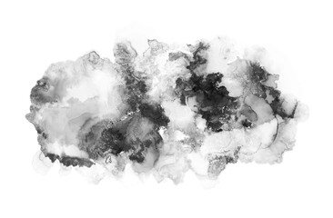 Art Abstract ink watercolor smoke flow painting blot . Black color texture stain on white background.