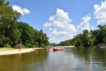 Fototapeta na wymiar Float Trip Rafts on a River