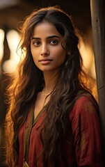 Fototapeta premium portrait of young South indian girl generative ai