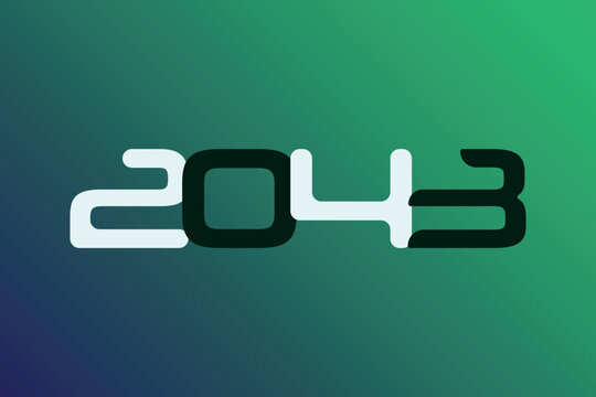 Year 2043 numeric typography text vector design on gradient color background. 2043 historical calendar year logo template design. 