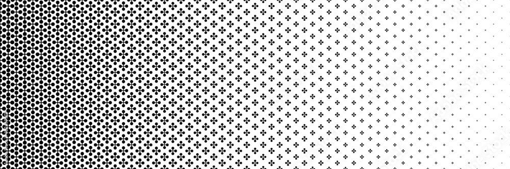 Poster horizontal black halftone of cross and circle design for pattern and background.