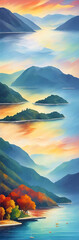 Fototapeta na wymiar Beautiful sea and mountains range. AI generated illustration