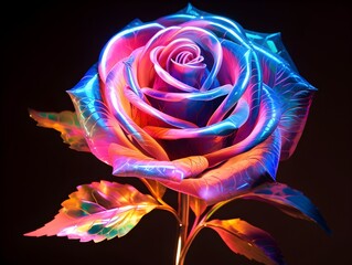 Fototapeta na wymiar Zauber der Illusion: Eine Hologramm-Rose erblüht in faszinierender Schönheit