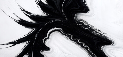Abstract black and white Fluid art. Ink in the water. Generative AI