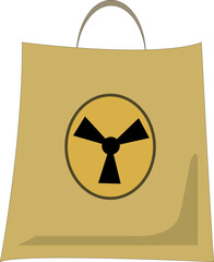 Vector Paper bag with radiation sign on white background.
