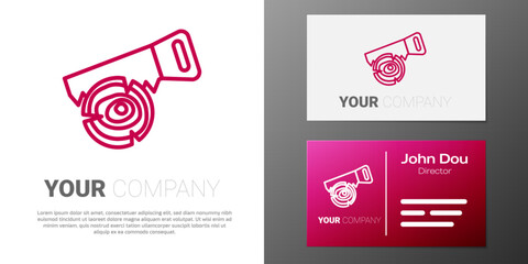 Logotype line Hand saw and log icon isolated on white background. Logo design template element. Vector