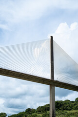 suspension bridge over the river