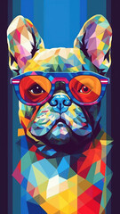 Cool Bulldog in Abstract World of Colorful Blocks