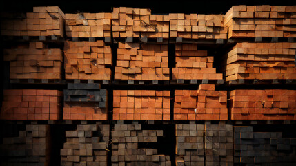 Stacks of Wood in Warehouse
