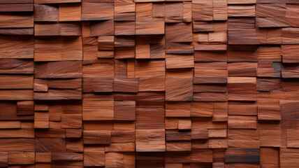 a detailed close-up of a wooden block wall